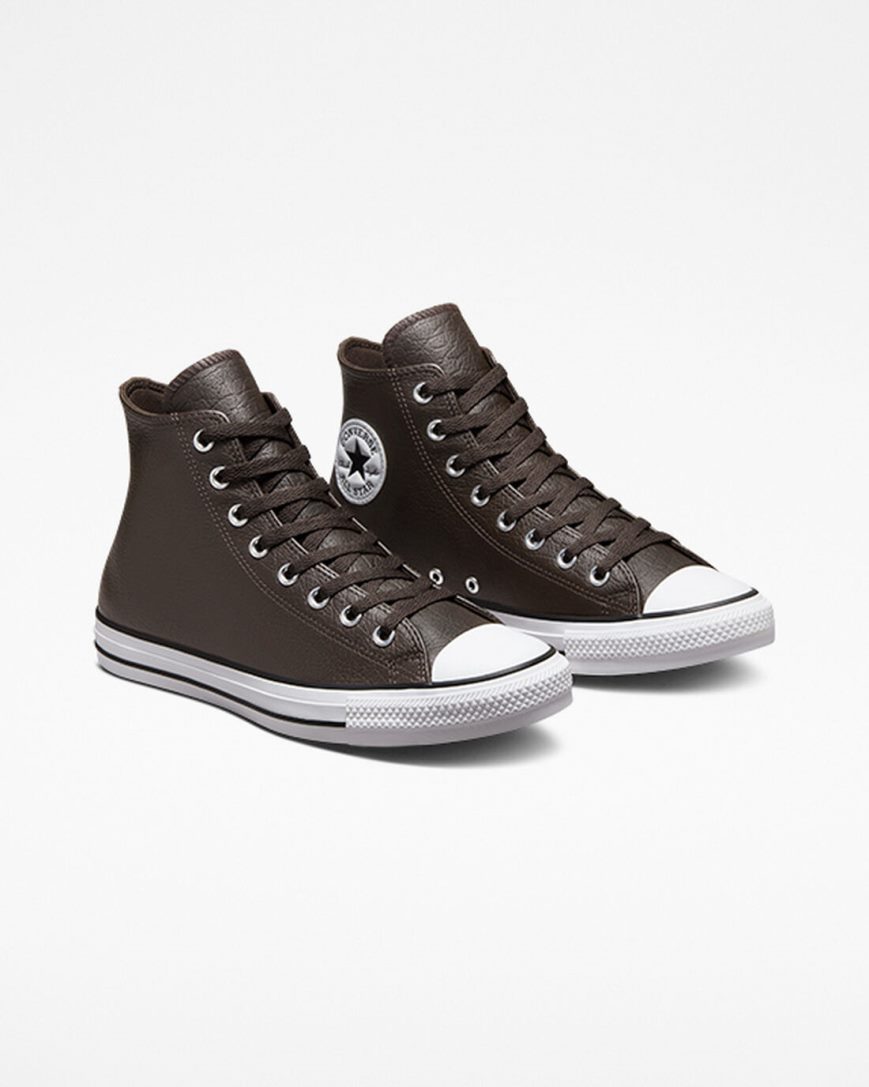 Tenisi Inalti Barbati Converse Chuck Taylor All Star Tumbled Piele Maro Albi Negrii | RO RJXTZ180